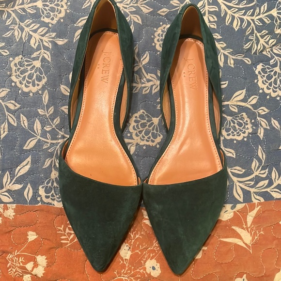 J. Crew green velvet flats size 8